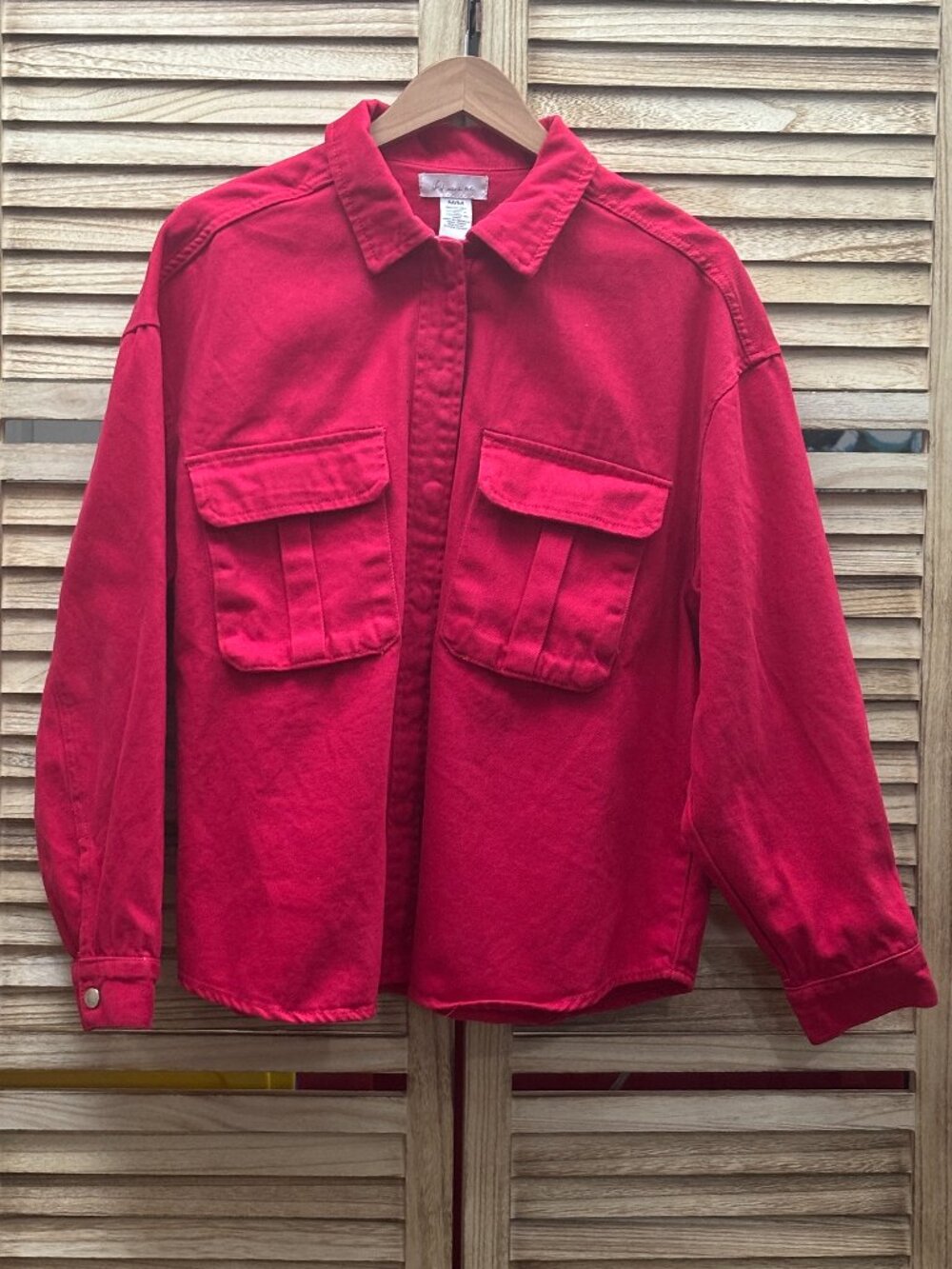 If It Were Me Hot Pink Soft Denim Shacket Flap Pocket Snap Button Jacket M